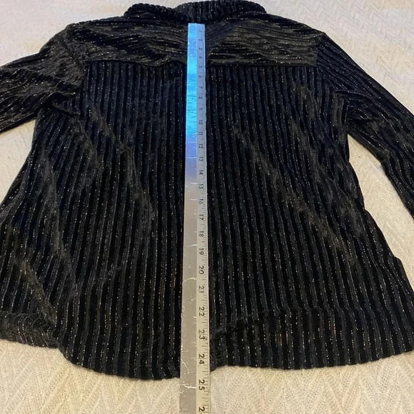House of Harlow 1960 Velvet Burnout Striped Top  Black Sz M Metallic Threading - Picture 10 of 13